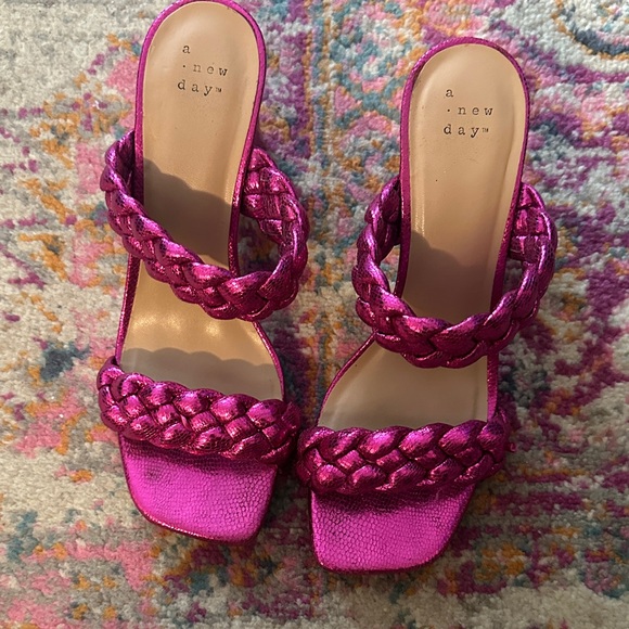 A New Day Women's Fuchsia Braided Sandals - Picture 1 of 2